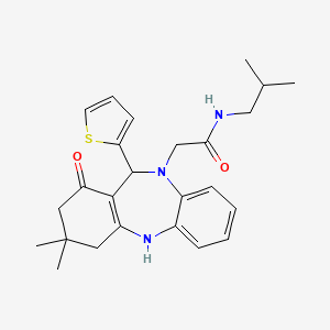 2-[3,3-dimethyl-1-oxo-11-(thiophen-2-yl)-1,2,3,4,5,11-hexahydro-10H-dibenzo[b,e][1,4]diazepin-10-yl]-N-(2-methylpropyl)acetamide