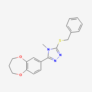 molecular formula C19H19N3O2S B11228277 3-(benzylsulfanyl)-5-(3,4-dihydro-2H-1,5-benzodioxepin-7-yl)-4-methyl-4H-1,2,4-triazole 