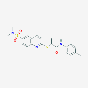 molecular formula C23H27N3O3S2 B11228280 N-(3,4-dimethylphenyl)-2-{[6-(dimethylsulfamoyl)-4-methylquinolin-2-yl]sulfanyl}propanamide 