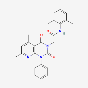 molecular formula C25H24N4O3 B11228285 2-(5,7-dimethyl-2,4-dioxo-1-phenyl-1,4-dihydropyrido[2,3-d]pyrimidin-3(2H)-yl)-N-(2,6-dimethylphenyl)acetamide 