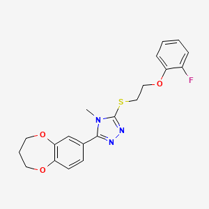 molecular formula C20H20FN3O3S B11228296 3-(3,4-dihydro-2H-1,5-benzodioxepin-7-yl)-5-{[2-(2-fluorophenoxy)ethyl]sulfanyl}-4-methyl-4H-1,2,4-triazole 