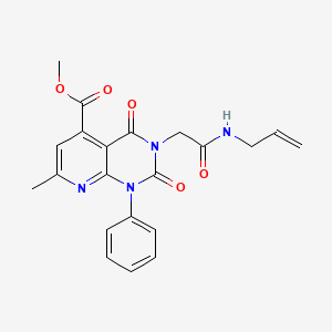 molecular formula C21H20N4O5 B11228328 Methyl 7-methyl-2,4-dioxo-3-[2-oxo-2-(prop-2-en-1-ylamino)ethyl]-1-phenyl-1,2,3,4-tetrahydropyrido[2,3-d]pyrimidine-5-carboxylate 