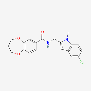 molecular formula C20H19ClN2O3 B11228348 N-[(5-chloro-1-methyl-1H-indol-2-yl)methyl]-3,4-dihydro-2H-1,5-benzodioxepine-7-carboxamide 