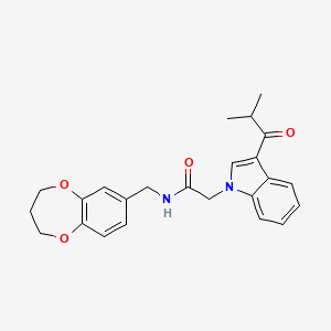 molecular formula C24H26N2O4 B11228353 N-(3,4-dihydro-2H-1,5-benzodioxepin-7-ylmethyl)-2-[3-(2-methylpropanoyl)-1H-indol-1-yl]acetamide 