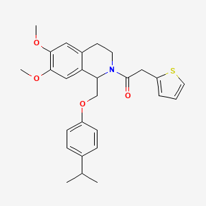 1-(1-((4-isopropylphenoxy)methyl)-6,7-dimethoxy-3,4-dihydroisoquinolin-2(1H)-yl)-2-(thiophen-2-yl)ethanone