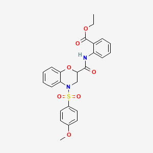 ethyl 2-[({4-[(4-methoxyphenyl)sulfonyl]-3,4-dihydro-2H-1,4-benzoxazin-2-yl}carbonyl)amino]benzoate