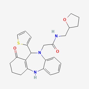 2-[1-hydroxy-11-(thiophen-2-yl)-2,3,4,11-tetrahydro-10H-dibenzo[b,e][1,4]diazepin-10-yl]-N-(tetrahydrofuran-2-ylmethyl)acetamide