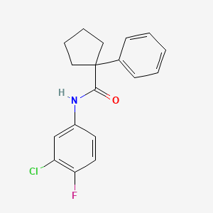 molecular formula C18H17ClFNO B11228445 N-(3-chloro-4-fluorophenyl)-1-phenylcyclopentanecarboxamide 