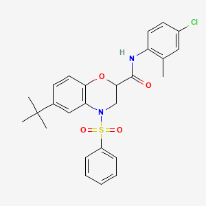 6-tert-butyl-N-(4-chloro-2-methylphenyl)-4-(phenylsulfonyl)-3,4-dihydro-2H-1,4-benzoxazine-2-carboxamide