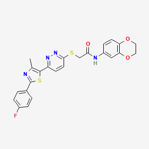 N-(2,3-dihydrobenzo[b][1,4]dioxin-6-yl)-2-((6-(2-(4-fluorophenyl)-4-methylthiazol-5-yl)pyridazin-3-yl)thio)acetamide