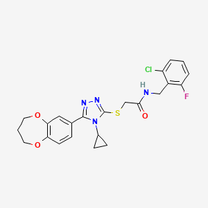 molecular formula C23H22ClFN4O3S B11228487 N-(2-chloro-6-fluorobenzyl)-2-{[4-cyclopropyl-5-(3,4-dihydro-2H-1,5-benzodioxepin-7-yl)-4H-1,2,4-triazol-3-yl]sulfanyl}acetamide 