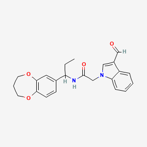 molecular formula C23H24N2O4 B11228494 N-[1-(3,4-dihydro-2H-1,5-benzodioxepin-7-yl)propyl]-2-(3-formyl-1H-indol-1-yl)acetamide 