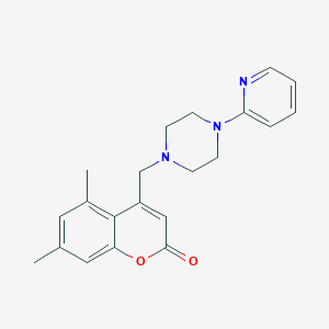 molecular formula C21H23N3O2 B11228498 5,7-dimethyl-4-{[4-(pyridin-2-yl)piperazin-1-yl]methyl}-2H-chromen-2-one 