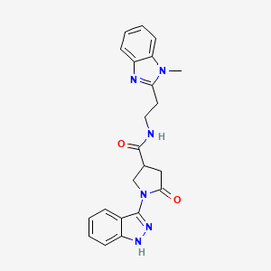 molecular formula C22H22N6O2 B11228512 1-(1H-indazol-3-yl)-N-[2-(1-methyl-1H-benzimidazol-2-yl)ethyl]-5-oxopyrrolidine-3-carboxamide 