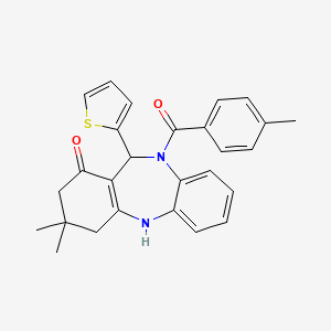 3,3-dimethyl-10-[(4-methylphenyl)carbonyl]-11-(thiophen-2-yl)-2,3,4,5,10,11-hexahydro-1H-dibenzo[b,e][1,4]diazepin-1-one