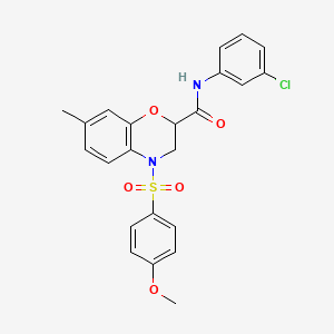 N-(3-chlorophenyl)-4-[(4-methoxyphenyl)sulfonyl]-7-methyl-3,4-dihydro-2H-1,4-benzoxazine-2-carboxamide