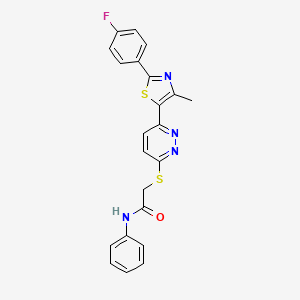 molecular formula C22H17FN4OS2 B11228556 2-((6-(2-(4-fluorophenyl)-4-methylthiazol-5-yl)pyridazin-3-yl)thio)-N-phenylacetamide 