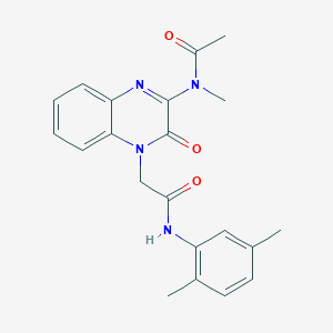 molecular formula C21H22N4O3 B11228580 N-(4-{[(2,5-Dimethylphenyl)carbamoyl]methyl}-3-oxo-3,4-dihydroquinoxalin-2-YL)-N-methylacetamide 