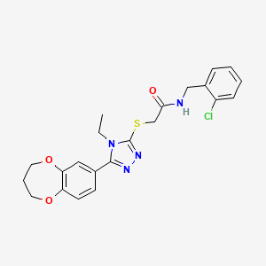 molecular formula C22H23ClN4O3S B11228593 N-(2-chlorobenzyl)-2-{[5-(3,4-dihydro-2H-1,5-benzodioxepin-7-yl)-4-ethyl-4H-1,2,4-triazol-3-yl]sulfanyl}acetamide 