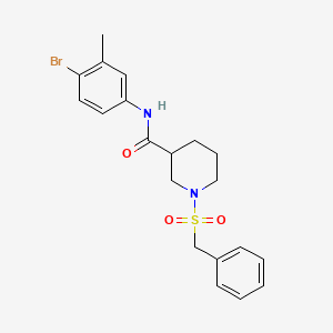 molecular formula C20H23BrN2O3S B11228594 1-(benzylsulfonyl)-N-(4-bromo-3-methylphenyl)piperidine-3-carboxamide 