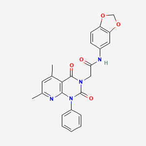 molecular formula C24H20N4O5 B11228599 N-(1,3-benzodioxol-5-yl)-2-(5,7-dimethyl-2,4-dioxo-1-phenyl-1,4-dihydropyrido[2,3-d]pyrimidin-3(2H)-yl)acetamide 