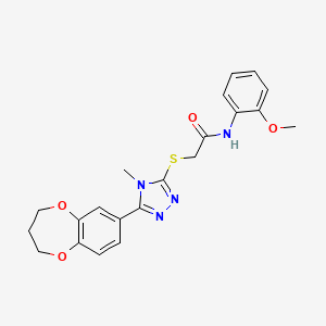 2-{[5-(3,4-dihydro-2H-1,5-benzodioxepin-7-yl)-4-methyl-4H-1,2,4-triazol-3-yl]sulfanyl}-N-(2-methoxyphenyl)acetamide