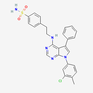 molecular formula C27H24ClN5O2S B11228615 4-(2-{[7-(3-Chloro-4-methylphenyl)-5-phenylpyrrolo[2,3-D]pyrimidin-4-YL]amino}ethyl)benzenesulfonamide 