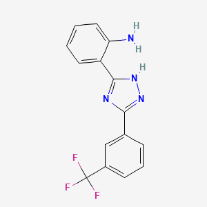 molecular formula C15H11F3N4 B11228625 2-{3-[3-(trifluoromethyl)phenyl]-1H-1,2,4-triazol-5-yl}aniline 