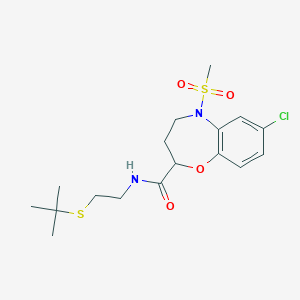 molecular formula C17H25ClN2O4S2 B11228642 N-[2-(tert-butylsulfanyl)ethyl]-7-chloro-5-(methylsulfonyl)-2,3,4,5-tetrahydro-1,5-benzoxazepine-2-carboxamide 