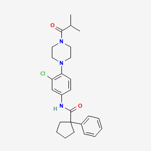 molecular formula C26H32ClN3O2 B11228702 N-{3-chloro-4-[4-(2-methylpropanoyl)piperazin-1-yl]phenyl}-1-phenylcyclopentanecarboxamide 