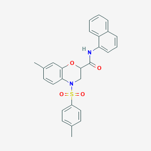 molecular formula C27H24N2O4S B11228711 7-methyl-4-[(4-methylphenyl)sulfonyl]-N-(naphthalen-1-yl)-3,4-dihydro-2H-1,4-benzoxazine-2-carboxamide 