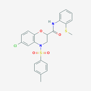 6-chloro-4-[(4-methylphenyl)sulfonyl]-N-[2-(methylsulfanyl)phenyl]-3,4-dihydro-2H-1,4-benzoxazine-2-carboxamide