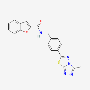 molecular formula C20H15N5O2S B11228729 N-[4-(3-methyl[1,2,4]triazolo[3,4-b][1,3,4]thiadiazol-6-yl)benzyl]-1-benzofuran-2-carboxamide 