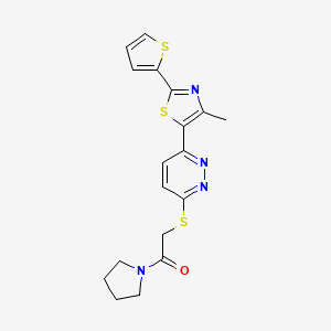 2-((6-(4-Methyl-2-(thiophen-2-yl)thiazol-5-yl)pyridazin-3-yl)thio)-1-(pyrrolidin-1-yl)ethanone