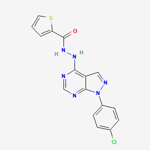 molecular formula C16H11ClN6OS B11228848 N'-[1-(4-chlorophenyl)-1H-pyrazolo[3,4-d]pyrimidin-4-yl]thiophene-2-carbohydrazide 