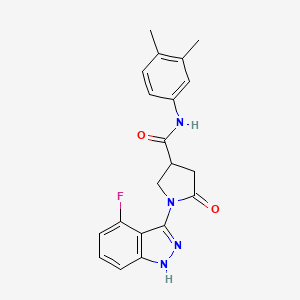 molecular formula C20H19FN4O2 B11228854 N-(3,4-dimethylphenyl)-1-(4-fluoro-1H-indazol-3-yl)-5-oxopyrrolidine-3-carboxamide 