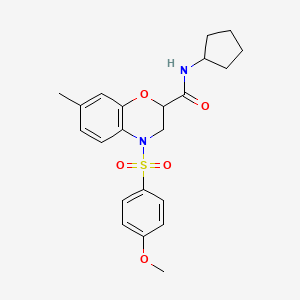 N-cyclopentyl-4-[(4-methoxyphenyl)sulfonyl]-7-methyl-3,4-dihydro-2H-1,4-benzoxazine-2-carboxamide