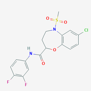 7-chloro-N-(3,4-difluorophenyl)-5-(methylsulfonyl)-2,3,4,5-tetrahydro-1,5-benzoxazepine-2-carboxamide