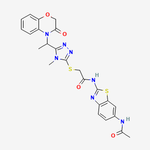 N-[6-(acetylamino)-1,3-benzothiazol-2-yl]-2-({4-methyl-5-[1-(3-oxo-2,3-dihydro-4H-1,4-benzoxazin-4-yl)ethyl]-4H-1,2,4-triazol-3-yl}sulfanyl)acetamide