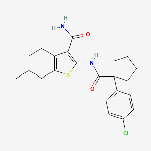 molecular formula C22H25ClN2O2S B11228913 2-({[1-(4-Chlorophenyl)cyclopentyl]carbonyl}amino)-6-methyl-4,5,6,7-tetrahydro-1-benzothiophene-3-carboxamide 