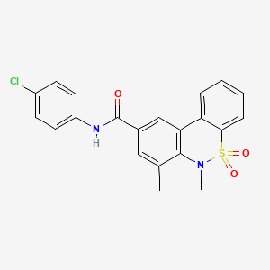 molecular formula C21H17ClN2O3S B11228936 N-(4-chlorophenyl)-6,7-dimethyl-6H-dibenzo[c,e][1,2]thiazine-9-carboxamide 5,5-dioxide 