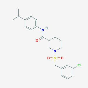 molecular formula C22H27ClN2O3S B11228950 1-[(3-chlorobenzyl)sulfonyl]-N-[4-(propan-2-yl)phenyl]piperidine-3-carboxamide 