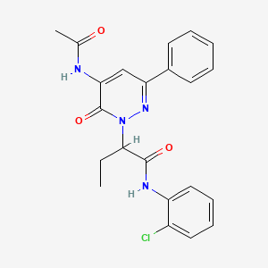 molecular formula C22H21ClN4O3 B11228958 2-[5-(acetylamino)-6-oxo-3-phenylpyridazin-1(6H)-yl]-N-(2-chlorophenyl)butanamide 