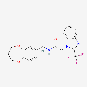 molecular formula C21H20F3N3O3 B11228998 N-[1-(3,4-dihydro-2H-1,5-benzodioxepin-7-yl)ethyl]-2-[2-(trifluoromethyl)-1H-benzimidazol-1-yl]acetamide 