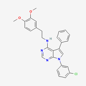 molecular formula C28H25ClN4O2 B11229002 7-(3-chlorophenyl)-N-[2-(3,4-dimethoxyphenyl)ethyl]-5-phenyl-7H-pyrrolo[2,3-d]pyrimidin-4-amine 