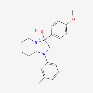 molecular formula C21H25N2O2+ B11229015 3-Hydroxy-3-(4-methoxyphenyl)-1-(3-methylphenyl)-2,3,5,6,7,8-hexahydroimidazo[1,2-a]pyridin-1-ium 