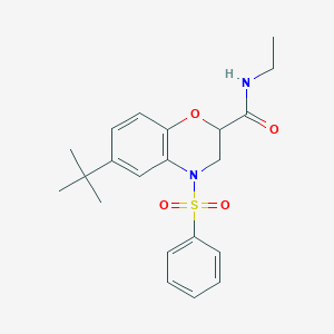 molecular formula C21H26N2O4S B11229056 6-tert-butyl-N-ethyl-4-(phenylsulfonyl)-3,4-dihydro-2H-1,4-benzoxazine-2-carboxamide 