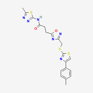 3-[3-({[4-(4-methylphenyl)-1,3-thiazol-2-yl]sulfanyl}methyl)-1,2,4-oxadiazol-5-yl]-N-(5-methyl-1,3,4-thiadiazol-2-yl)propanamide