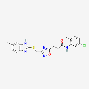 N-(5-chloro-2-methylphenyl)-3-(3-{[(5-methyl-1H-benzimidazol-2-yl)sulfanyl]methyl}-1,2,4-oxadiazol-5-yl)propanamide