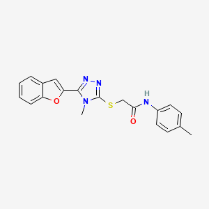 molecular formula C20H18N4O2S B11229110 2-{[5-(1-benzofuran-2-yl)-4-methyl-4H-1,2,4-triazol-3-yl]sulfanyl}-N-(4-methylphenyl)acetamide 